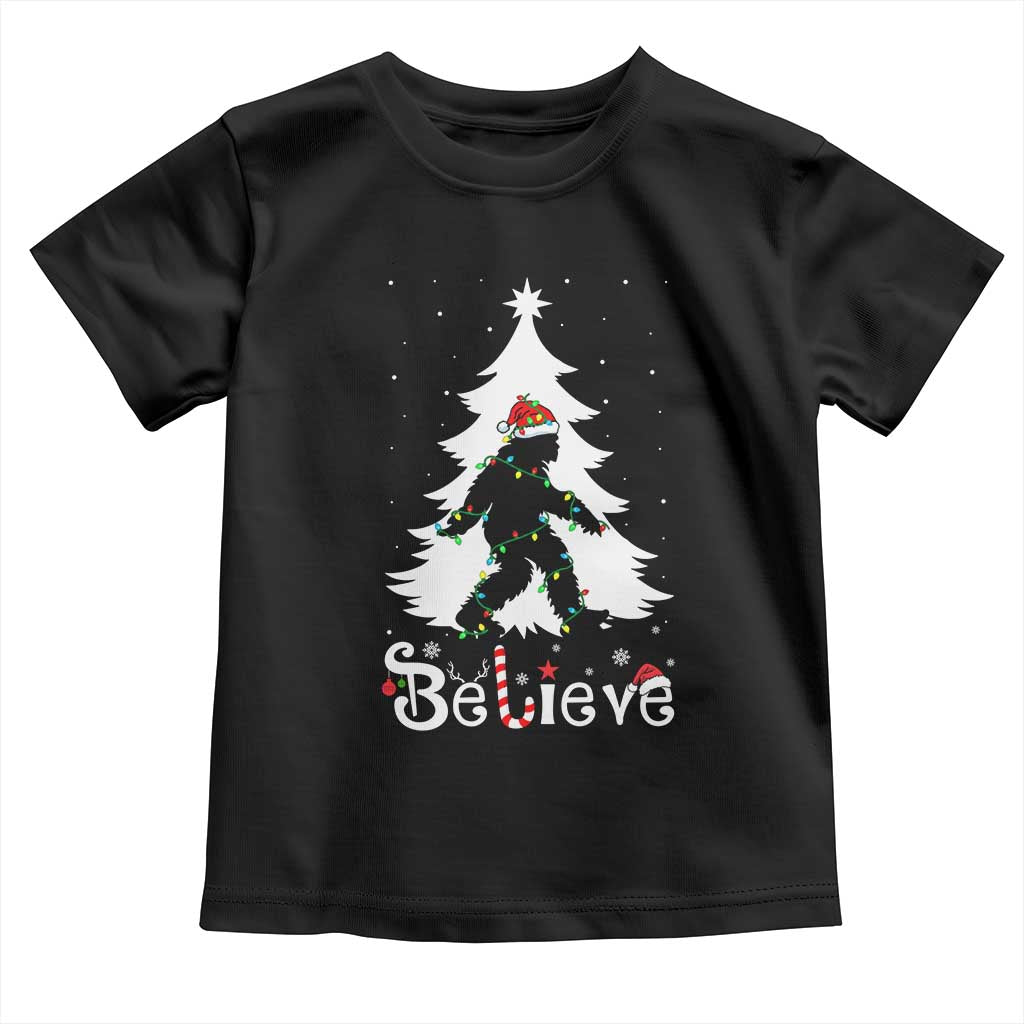 Bigfoot Christmas Toddler T Shirt Santa Bigfoot Xmas Tree Funny Sasquatch Yeti - Wonder Print Shop