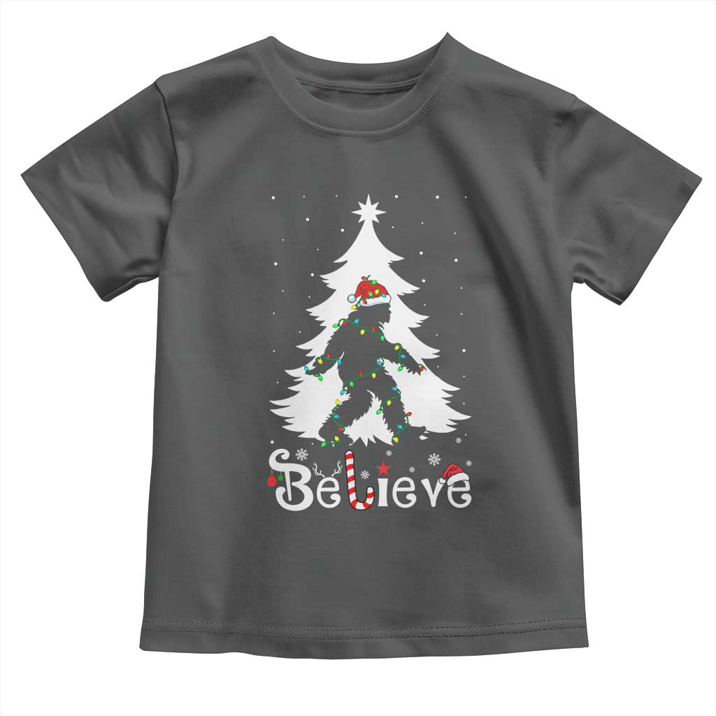 Bigfoot Christmas Toddler T Shirt Santa Bigfoot Xmas Tree Funny Sasquatch Yeti - Wonder Print Shop