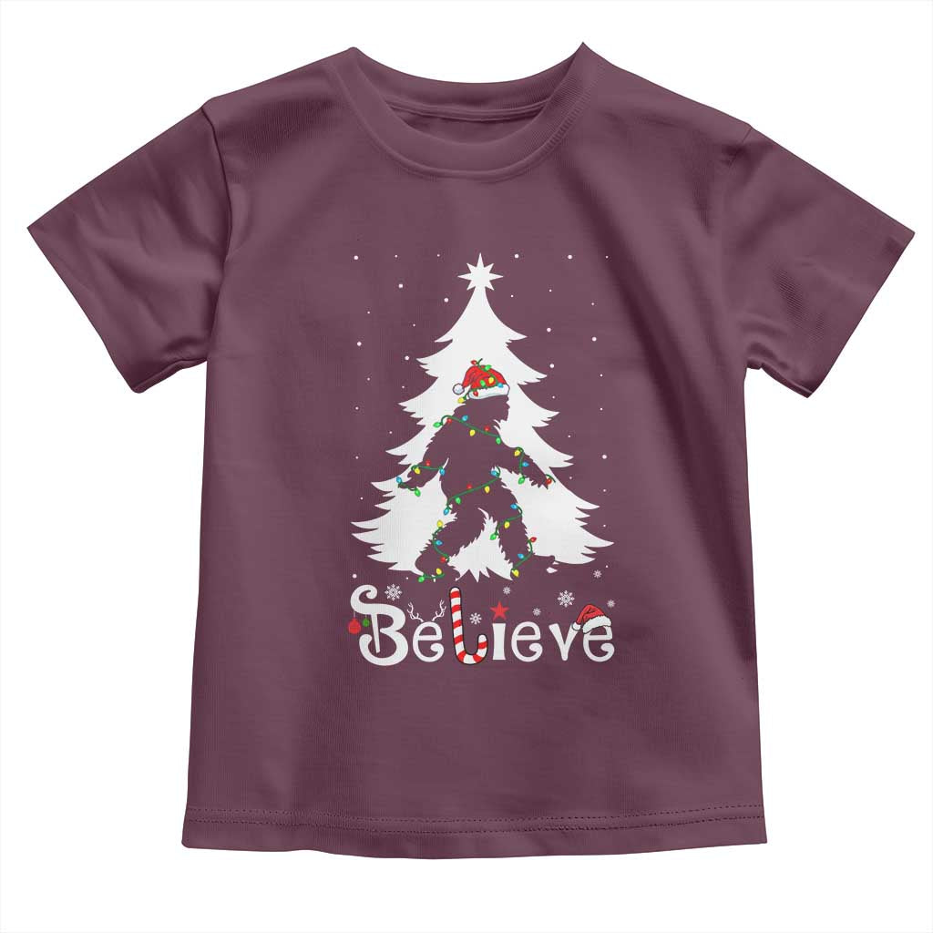 Bigfoot Christmas Toddler T Shirt Santa Bigfoot Xmas Tree Funny Sasquatch Yeti - Wonder Print Shop