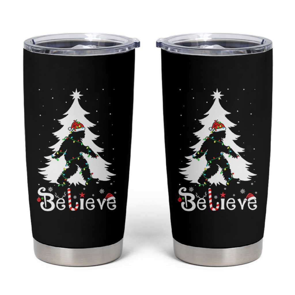 Bigfoot Christmas Tumbler Cup Santa Bigfoot Xmas Tree Funny Sasquatch Yeti - Wonder Print Shop