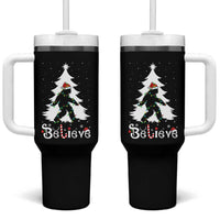 Bigfoot Christmas Tumbler With Handle Santa Bigfoot Xmas Tree Funny Sasquatch Yeti - Wonder Print Shop