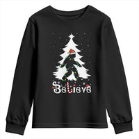 Bigfoot Christmas Youth Sweatshirt Santa Bigfoot Xmas Tree Funny Sasquatch Yeti - Wonder Print Shop