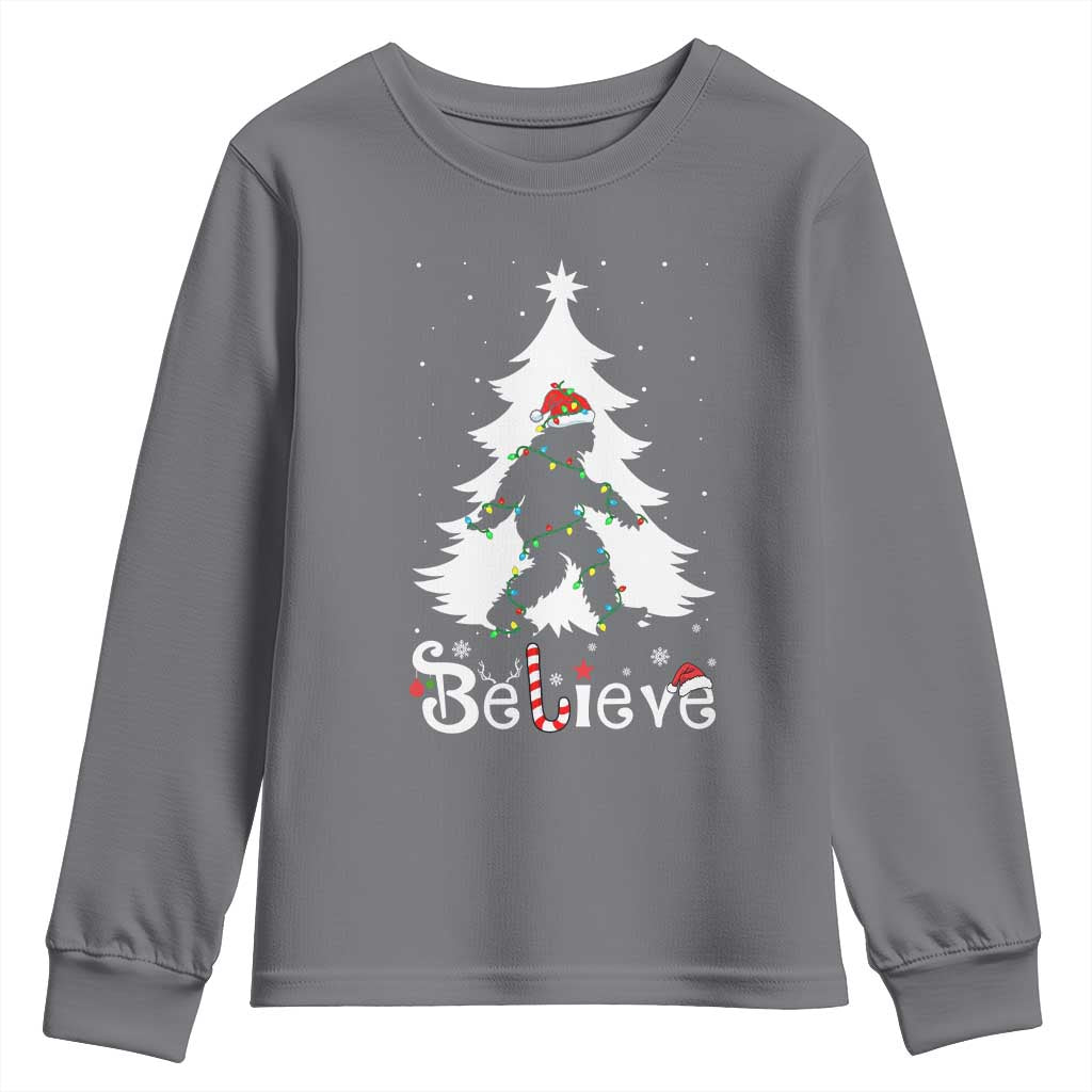 Bigfoot Christmas Youth Sweatshirt Santa Bigfoot Xmas Tree Funny Sasquatch Yeti - Wonder Print Shop