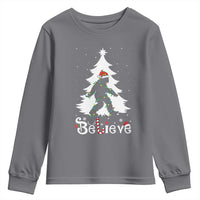 Bigfoot Christmas Youth Sweatshirt Santa Bigfoot Xmas Tree Funny Sasquatch Yeti - Wonder Print Shop