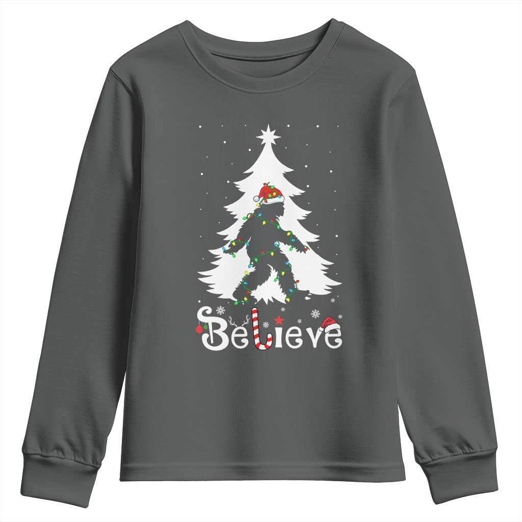 Bigfoot Christmas Youth Sweatshirt Santa Bigfoot Xmas Tree Funny Sasquatch Yeti - Wonder Print Shop