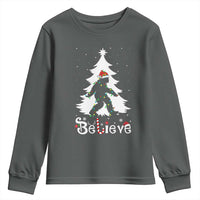 Bigfoot Christmas Youth Sweatshirt Santa Bigfoot Xmas Tree Funny Sasquatch Yeti - Wonder Print Shop