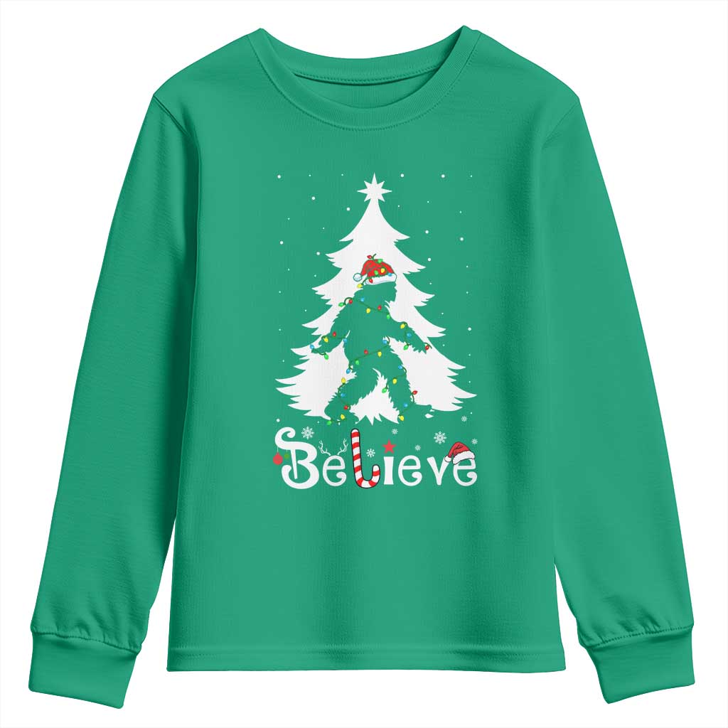 Bigfoot Christmas Youth Sweatshirt Santa Bigfoot Xmas Tree Funny Sasquatch Yeti - Wonder Print Shop