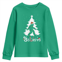 Bigfoot Christmas Youth Sweatshirt Santa Bigfoot Xmas Tree Funny Sasquatch Yeti - Wonder Print Shop