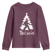 Bigfoot Christmas Youth Sweatshirt Santa Bigfoot Xmas Tree Funny Sasquatch Yeti - Wonder Print Shop