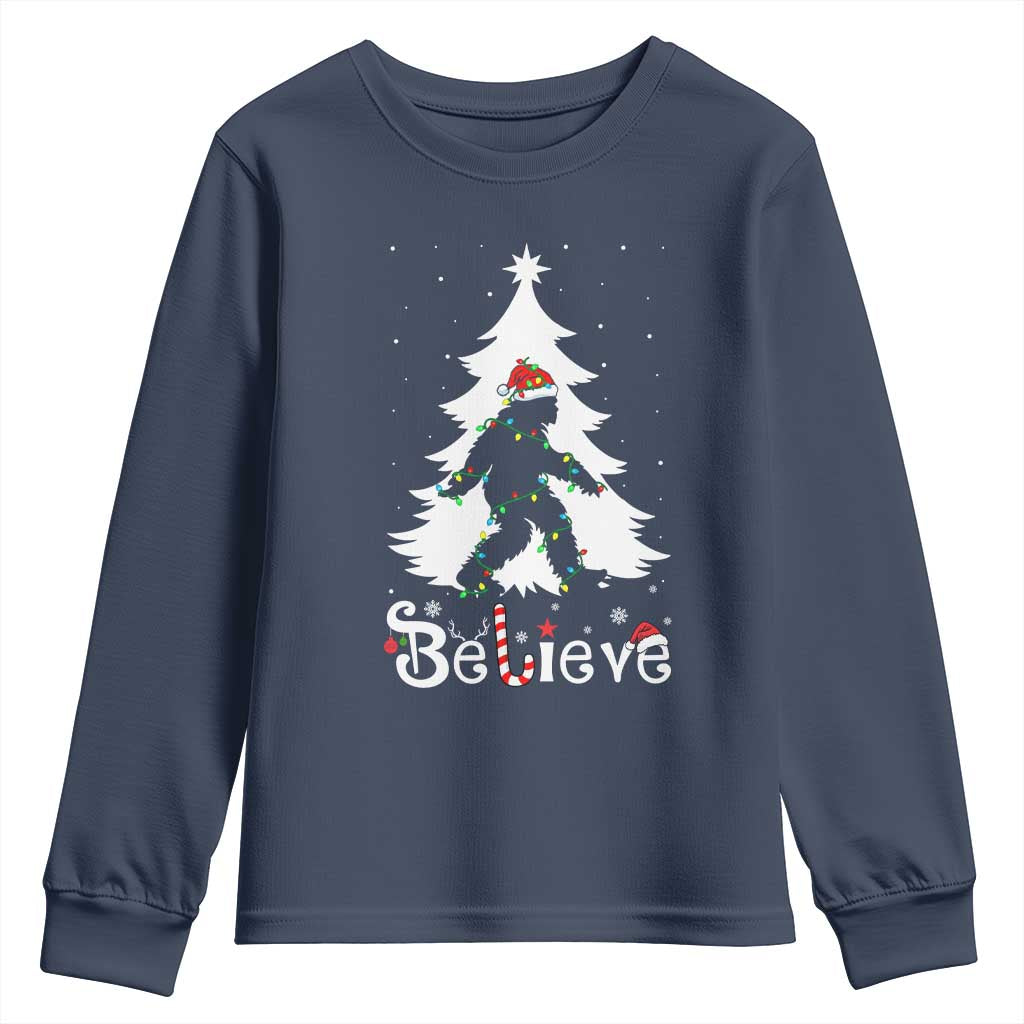 Bigfoot Christmas Youth Sweatshirt Santa Bigfoot Xmas Tree Funny Sasquatch Yeti - Wonder Print Shop