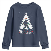 Bigfoot Christmas Youth Sweatshirt Santa Bigfoot Xmas Tree Funny Sasquatch Yeti - Wonder Print Shop