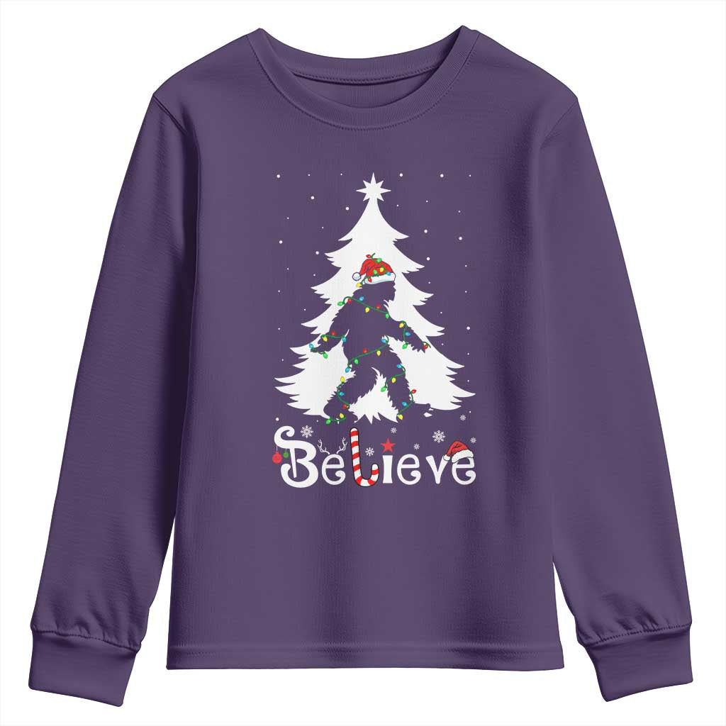 Bigfoot Christmas Youth Sweatshirt Santa Bigfoot Xmas Tree Funny Sasquatch Yeti - Wonder Print Shop