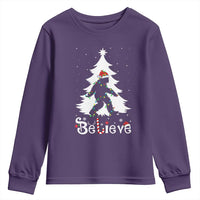 Bigfoot Christmas Youth Sweatshirt Santa Bigfoot Xmas Tree Funny Sasquatch Yeti - Wonder Print Shop