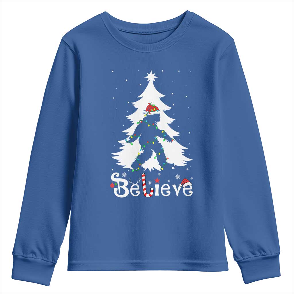 Bigfoot Christmas Youth Sweatshirt Santa Bigfoot Xmas Tree Funny Sasquatch Yeti - Wonder Print Shop