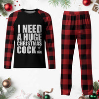 I Need a Huge Christmas COCKtail Plaid Pajama Set Funny Adult Humor Inappropriate Drinking Gift - Wonder Print Shop