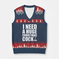 I Need a Huge Xmas COCKtail V-Neck Knit Sweater Vest Funny Adult Humor Inappropriate Drinking Gift - Wonder Print Shop
