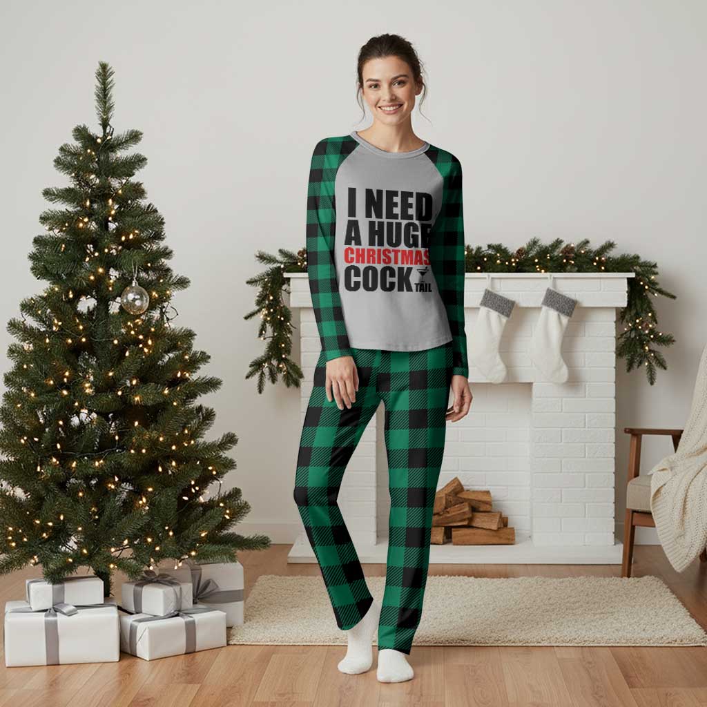 Funny Inappropriate Christmas Plaid Pajama Set I Need a Huge Christmas COCKtail Adult Humor Drinking Gift - Wonder Print Shop