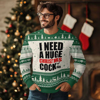 Funny Inappropriate Xmas Ugly Christmas Sweater I Need a Huge Christmas COCKtail Adult Humor Drinking Gift - Wonder Print Shop