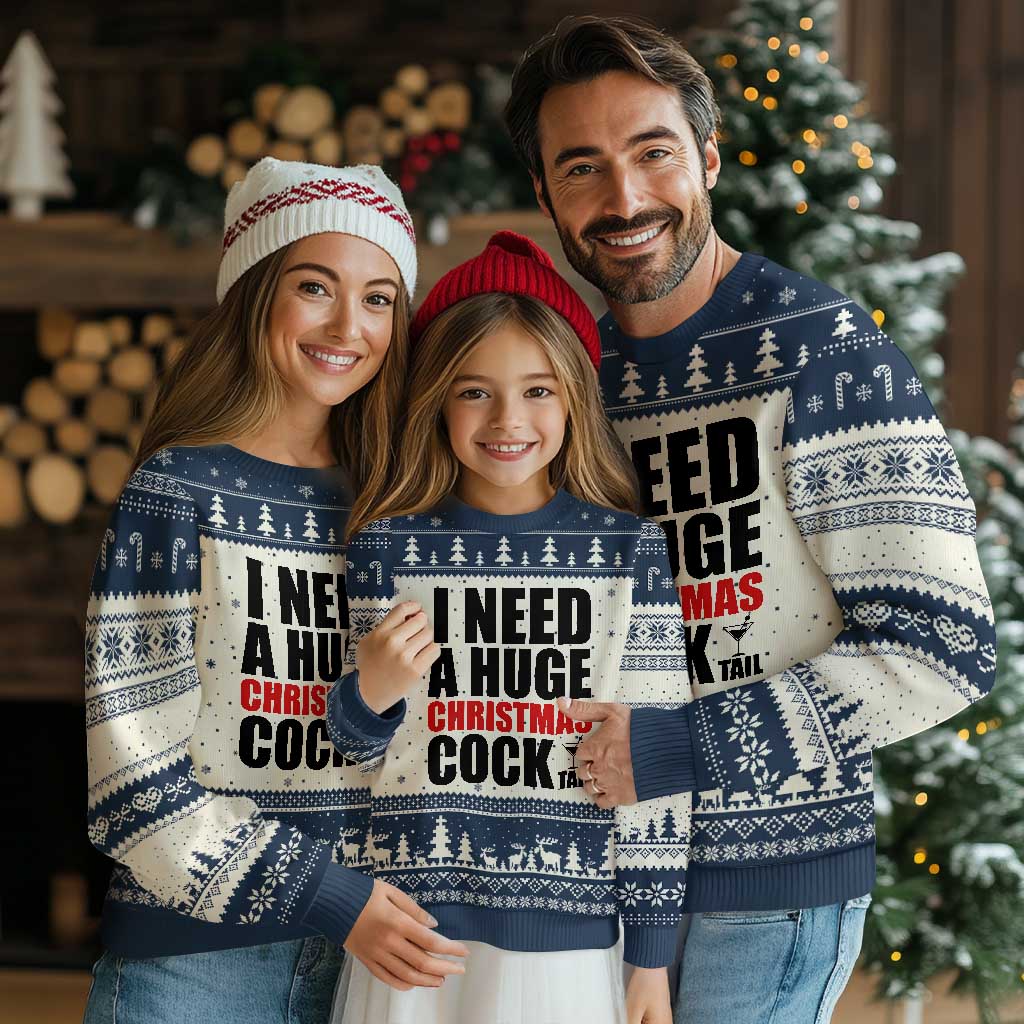 Funny Inappropriate Xmas Ugly Christmas Sweater I Need a Huge Christmas COCKtail Adult Humor Drinking Gift - Wonder Print Shop