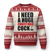 Funny Inappropriate Xmas Ugly Christmas Sweater I Need a Huge Christmas COCKtail Adult Humor Drinking Gift - Wonder Print Shop