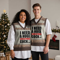 Funny Inappropriate Xmas V-Neck Knit Sweater Vest I Need a Huge Christmas COCKtail Adult Humor Drinking Gift - Wonder Print Shop