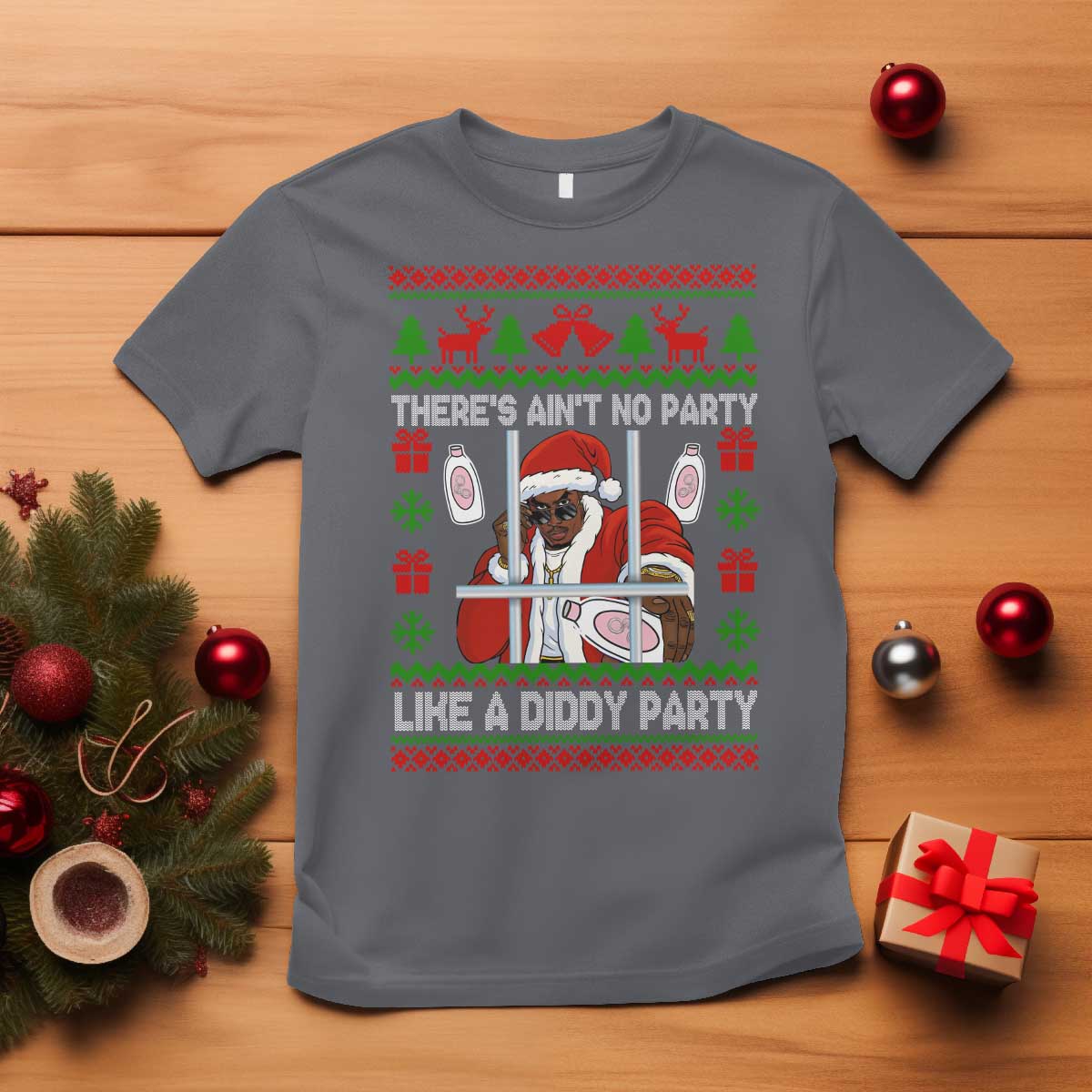 Funny Christmas Diddy T Shirt Aint No Party Like A Diddy Party Baby Oil Dirty Ugly Xmas - Wonder Print Shop