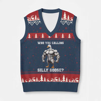 Who You Calling Silly Goose Funny Gym Meme V-Neck Knit Sweater Vest - Wonder Print Shop