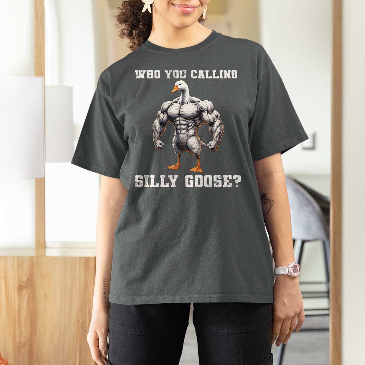 Who You Calling Silly Goose Funny Gym Meme T Shirt For Women - Wonder Print Shop