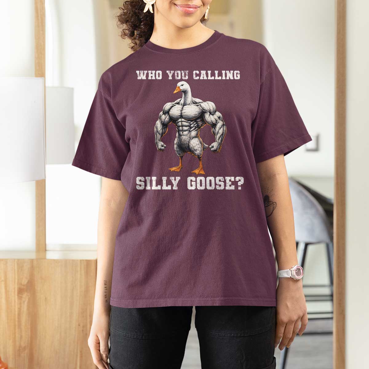 Who You Calling Silly Goose Funny Gym Meme T Shirt For Women - Wonder Print Shop