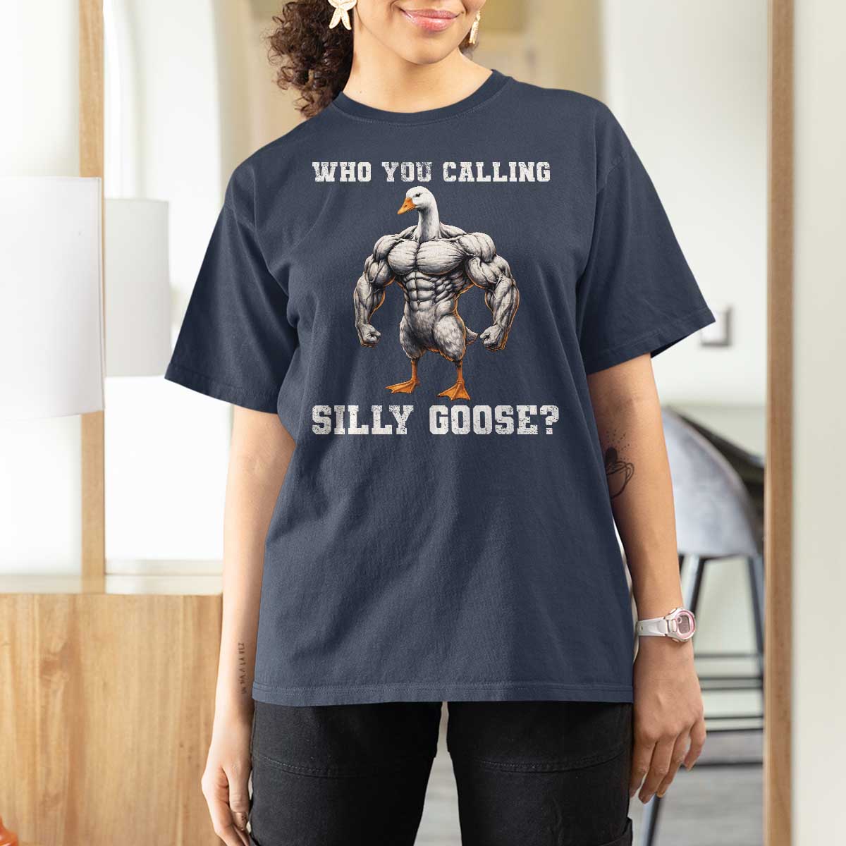 Who You Calling Silly Goose Funny Gym Meme T Shirt For Women - Wonder Print Shop