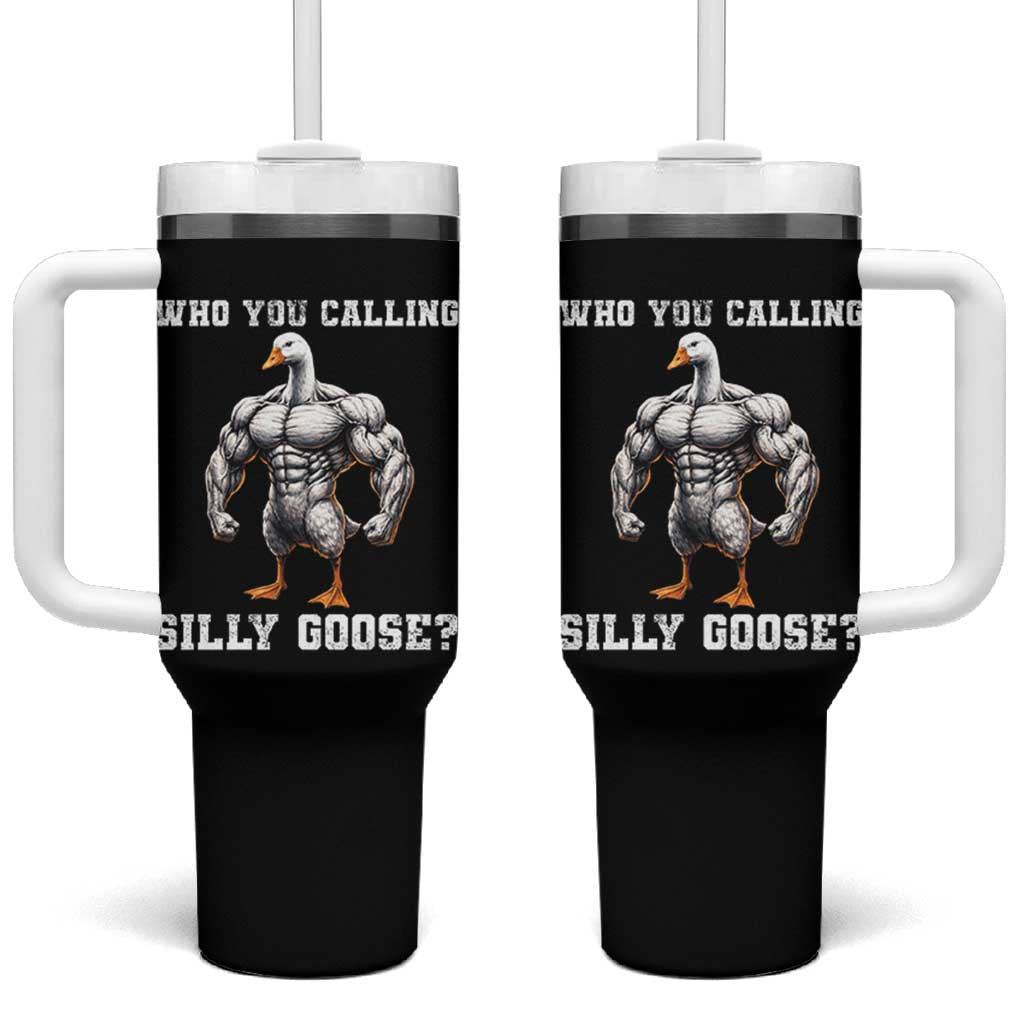 Who You Calling Silly Goose Funny Gym Meme Tumbler With Handle - Wonder Print Shop