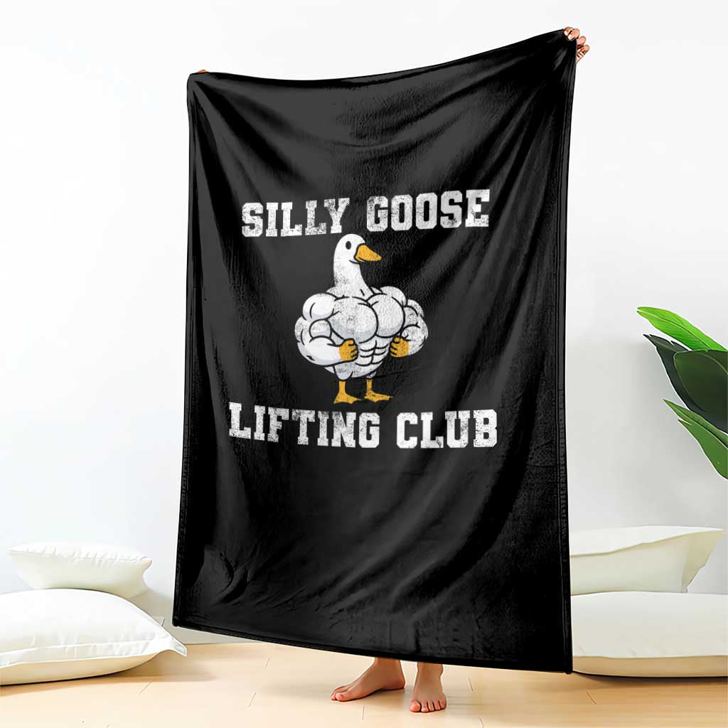 Silly Goose Lifting Club Throw Blanket Funny Gym Meme - Wonder Print Shop