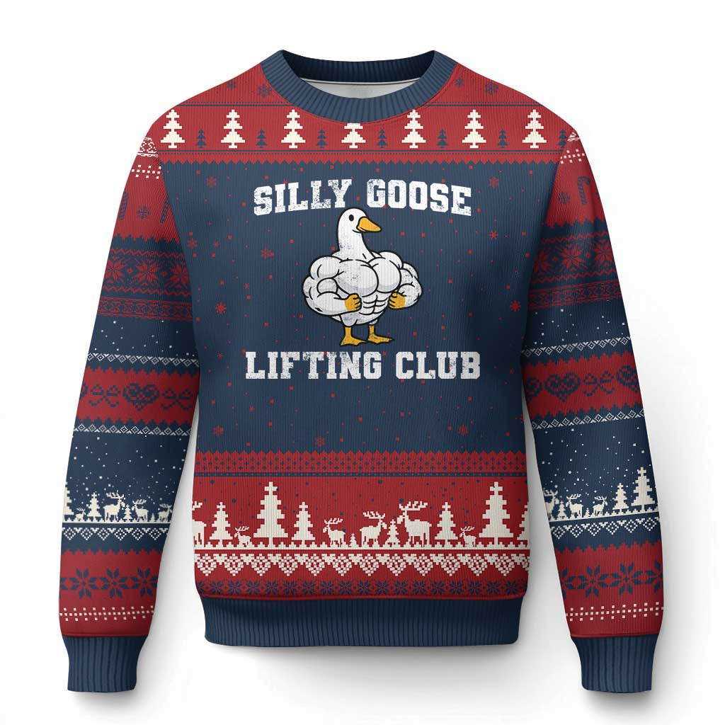 Silly Goose Lifting Club Ugly Christmas Sweater Funny Gym Meme - Wonder Print Shop