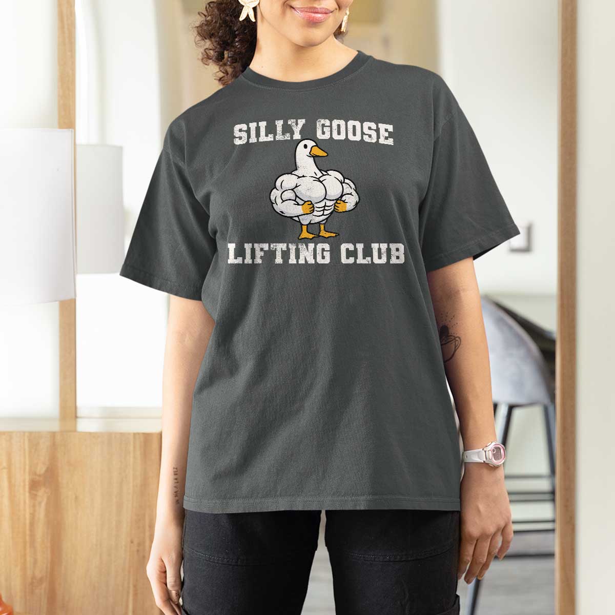 Silly Goose Lifting Club T Shirt For Women Funny Gym Meme - Wonder Print Shop