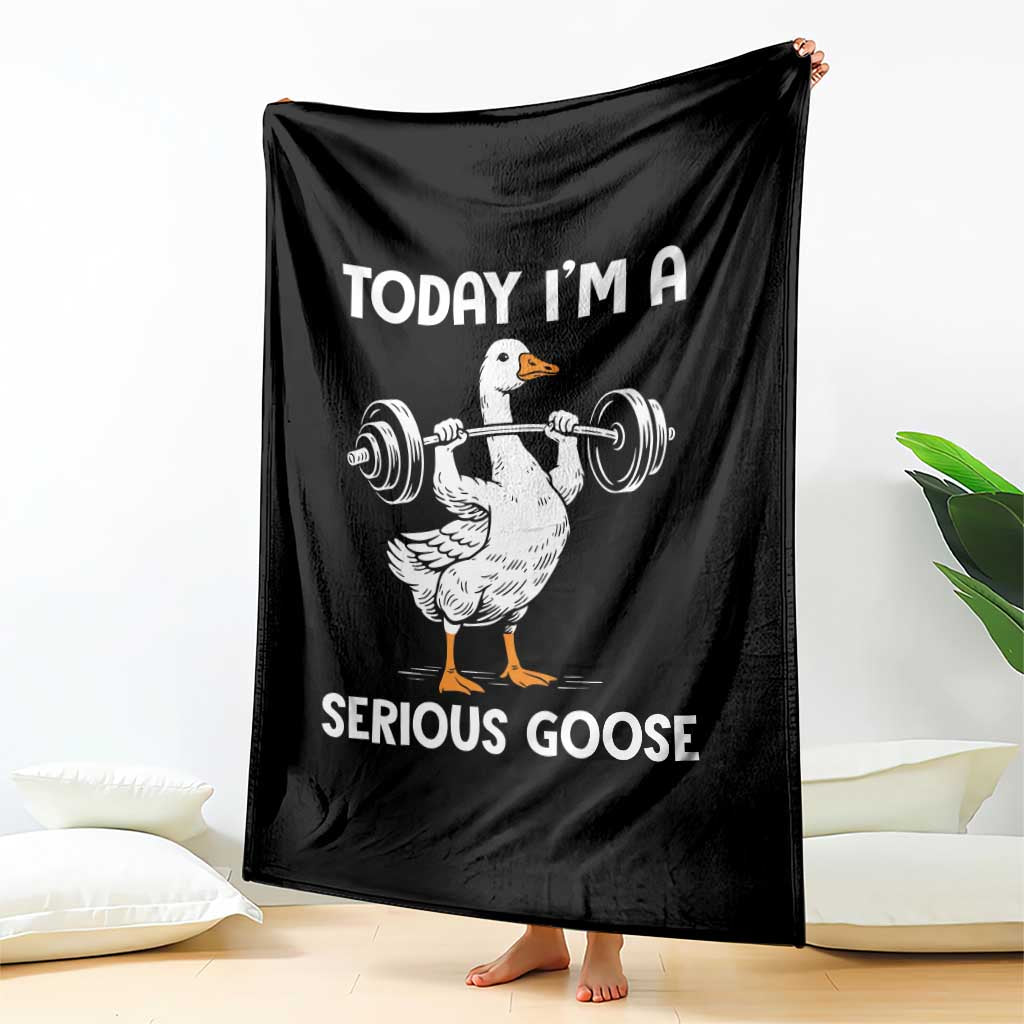 Funny Goose Weight Lifting Throw Blanket Today Im A Serious Goose Weightlifter Gym Workout - Wonder Print Shop