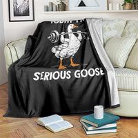 Funny Goose Weight Lifting Throw Blanket Today Im A Serious Goose Weightlifter Gym Workout - Wonder Print Shop
