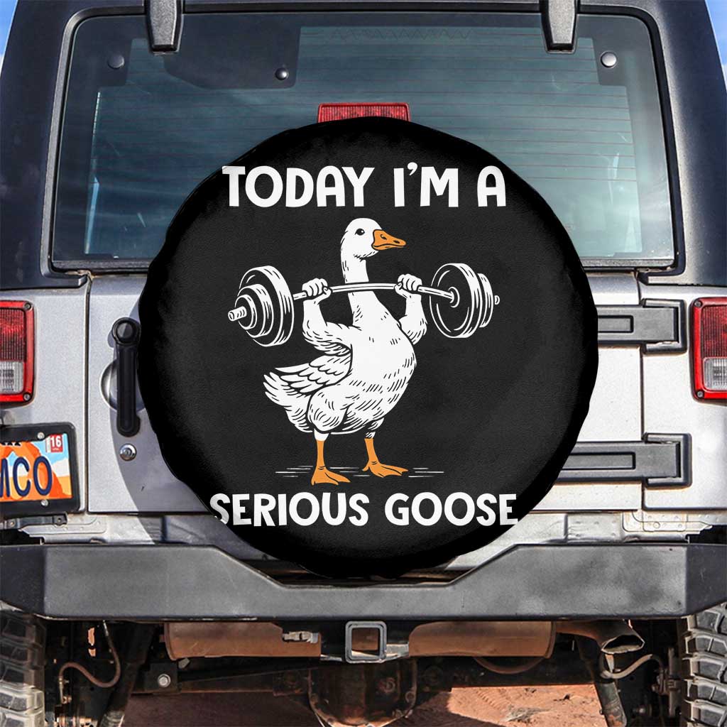 Funny Goose Weight Lifting Spare Tire Cover Today Im A Serious Goose Weightlifter Gym Workout - Wonder Print Shop