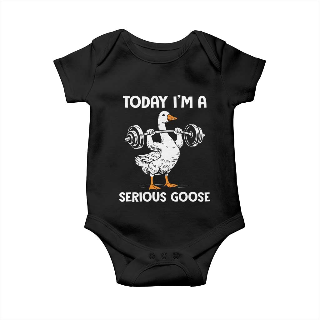 Funny Goose Weight Lifting Baby Onesie Today Im A Serious Goose Weightlifter Gym Workout - Wonder Print Shop