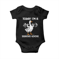 Funny Goose Weight Lifting Baby Onesie Today Im A Serious Goose Weightlifter Gym Workout - Wonder Print Shop