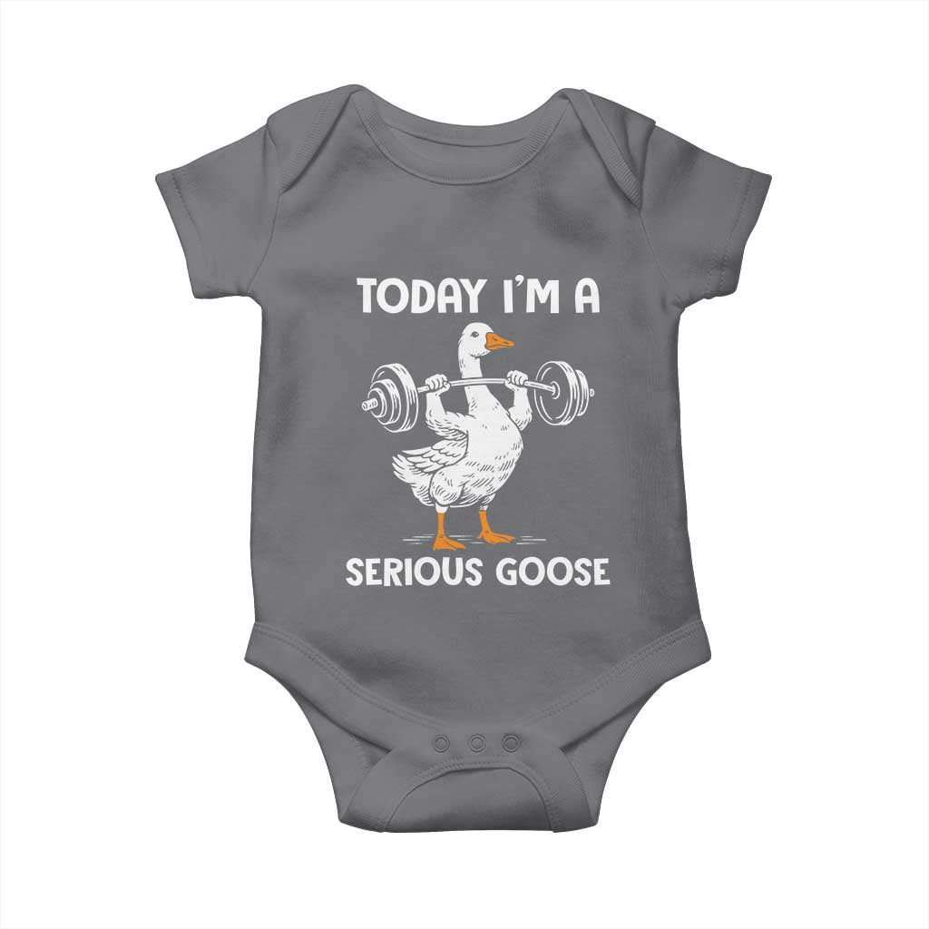 Funny Goose Weight Lifting Baby Onesie Today Im A Serious Goose Weightlifter Gym Workout - Wonder Print Shop