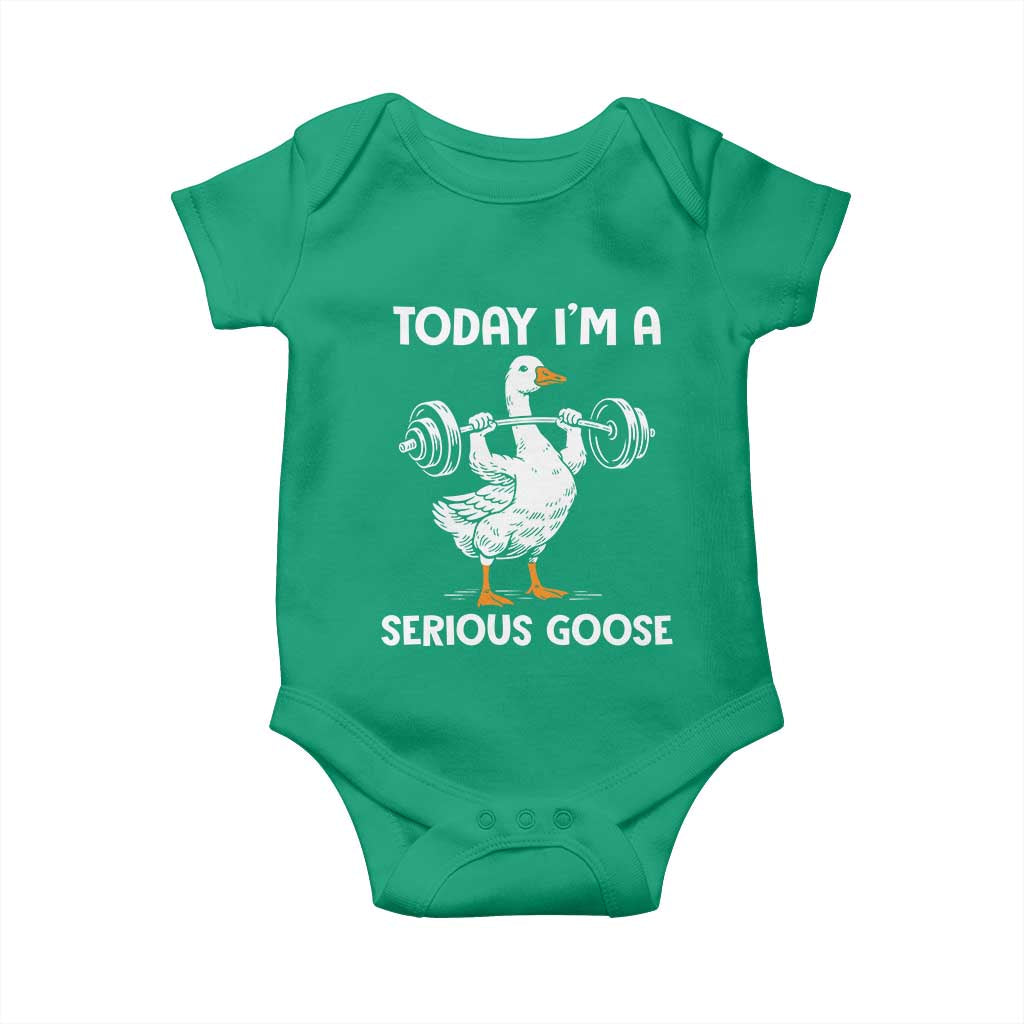 Funny Goose Weight Lifting Baby Onesie Today Im A Serious Goose Weightlifter Gym Workout - Wonder Print Shop