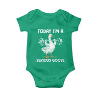 Funny Goose Weight Lifting Baby Onesie Today Im A Serious Goose Weightlifter Gym Workout - Wonder Print Shop
