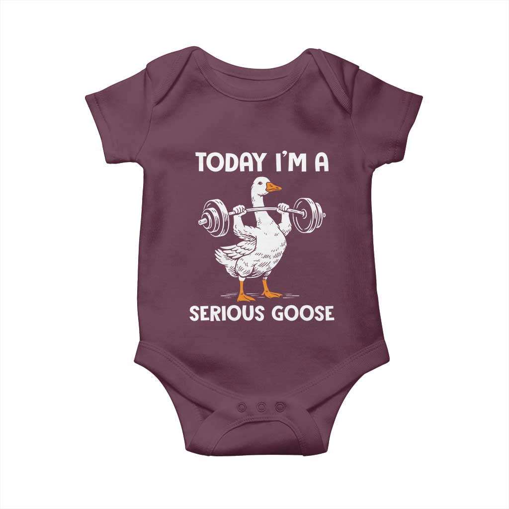 Funny Goose Weight Lifting Baby Onesie Today Im A Serious Goose Weightlifter Gym Workout - Wonder Print Shop