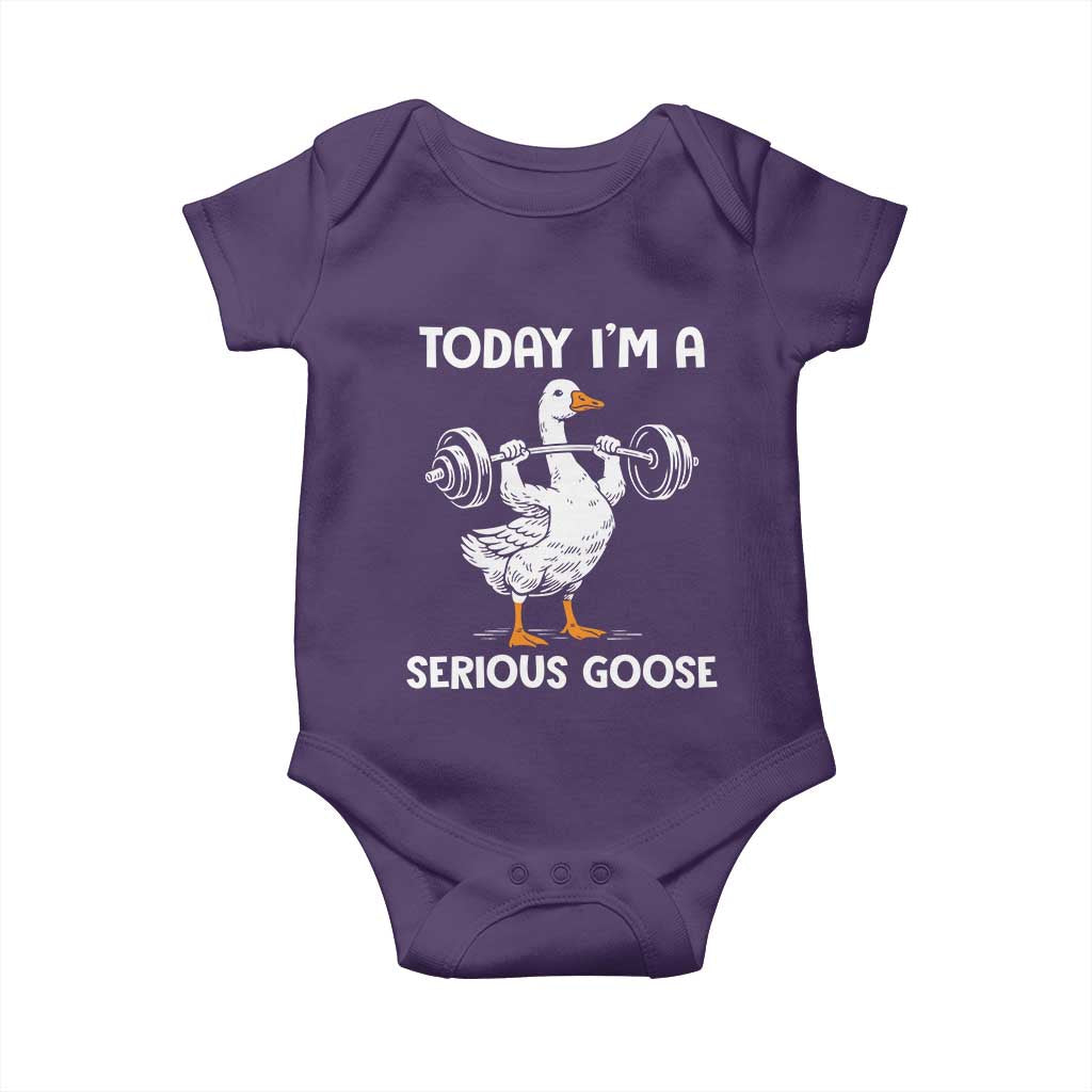 Funny Goose Weight Lifting Baby Onesie Today Im A Serious Goose Weightlifter Gym Workout - Wonder Print Shop