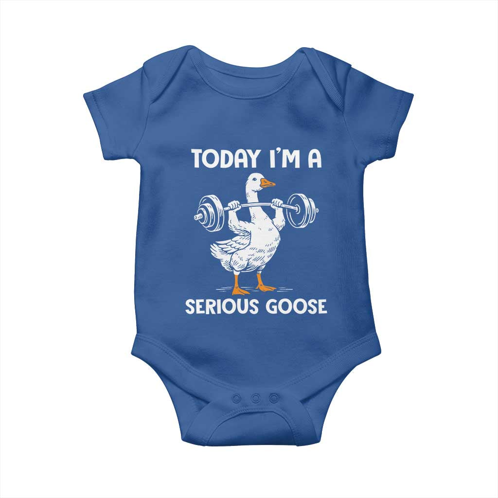 Funny Goose Weight Lifting Baby Onesie Today Im A Serious Goose Weightlifter Gym Workout - Wonder Print Shop