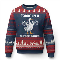 Funny Goose Weight Lifting Ugly Christmas Sweater Today Im A Serious Goose Weightlifter Gym Workout - Wonder Print Shop