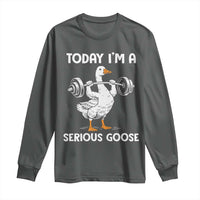 Funny Goose Weight Lifting Long Sleeve Shirt Today Im A Serious Goose Weightlifter Gym Workout - Wonder Print Shop