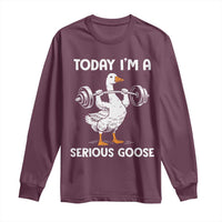 Funny Goose Weight Lifting Long Sleeve Shirt Today Im A Serious Goose Weightlifter Gym Workout - Wonder Print Shop