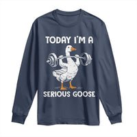 Funny Goose Weight Lifting Long Sleeve Shirt Today Im A Serious Goose Weightlifter Gym Workout - Wonder Print Shop
