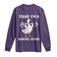 Funny Goose Weight Lifting Long Sleeve Shirt Today Im A Serious Goose Weightlifter Gym Workout - Wonder Print Shop